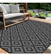 Outdoor Patio Plastic Straw Rug - 5'x8' Outdoor Camping Rug Waterproof Reversible, Area Carpet Pa...