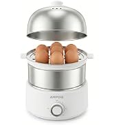 AMPOIA 14 Eggs Electric Egg Cooker, 350W Rapid Egg Boiler with 30-Min Timer & Auto Shut-Off, Stai...