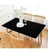 Wolkemer Fitted Rectangle Tablecloth Spandex Stretch Black Cocktail Table Cover Elastic Edge Topp...