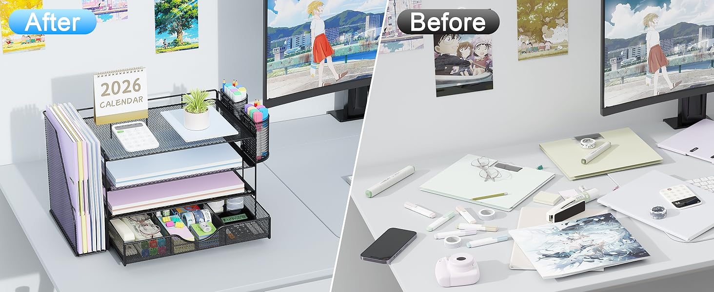 Black office desk accessories