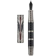Hongdian D5X Fountain Pen Extra Fine Nib Black Color, Qin Dynasty Retro Chinese Totem Engraving S...