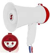 5Core Megaphone Bullhorn Speaker 15W Mini Battery Power Bull Horn w Siren 400 Yard Range
