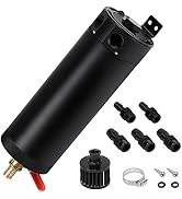 PTNHZ Universal 3/8" NPT Billet Aluminum Baffled 2-Port Oil Catch Can Tank with Breather Filter E...