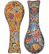 BCS Spoon Rest Set of 2 - Ceramic Spoon Holder for Stovetop & Kitchen Counter - Dishwasher Safe H...