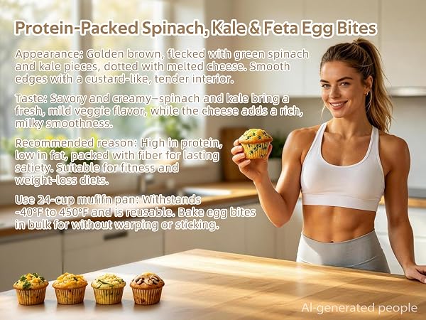 Protein-Packed Spinach, Kale & Feta Egg Bites