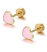 18g Titanium Heart Love Earrings for Women Girls Stainless Steel 14k Gold Plated Hypoallergenic C...