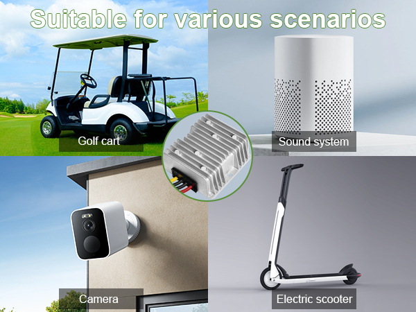 48V Step Down to 12V 20A for Golf Club Car Truck Vehicle Strip Light camera