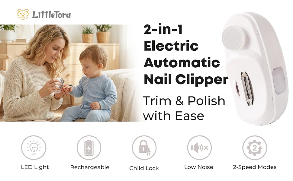 Electric nail clippers for babies and seniors, safe automatic trim for fingernail and toenail