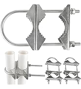Foxwake Antenna Mast Clamp 2In Double Pole to Pole Durable Iron TV Cross Over Rust-Proof Mounting...