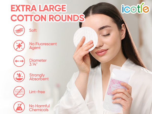 icotle 60 Count Large Cotton Rounds