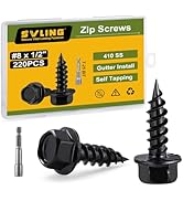 SVLING #8 x 1/2" Self Tapping Gutter Screws, 220PCS 410 Stainless Steel Sheet Metal Screws Black ...