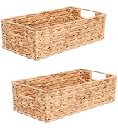 Amber Home 2 Pack Toilet Basket Tank Topper, Wicker Storage Basket For Bathroom, Water Hyacinth S...