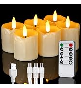 Homemory Rechargeable Flameless Candles with Timer Remote, 2" x 2" Realistic Battery Operated LED...