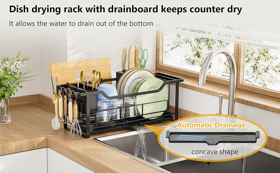 dish drying rack with drainboard