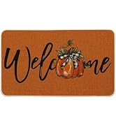 Artoid Mode Orange Pumpkin Fall Welcome Doormat, Autumn Home Decor Low-Profile Switch Rug Door Ma...