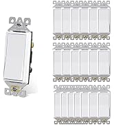 AIDA 3 Way Rocker Decorator Paddle Light Switch, Single Pole or Three Way, 3 Wire, Self-Grounding...