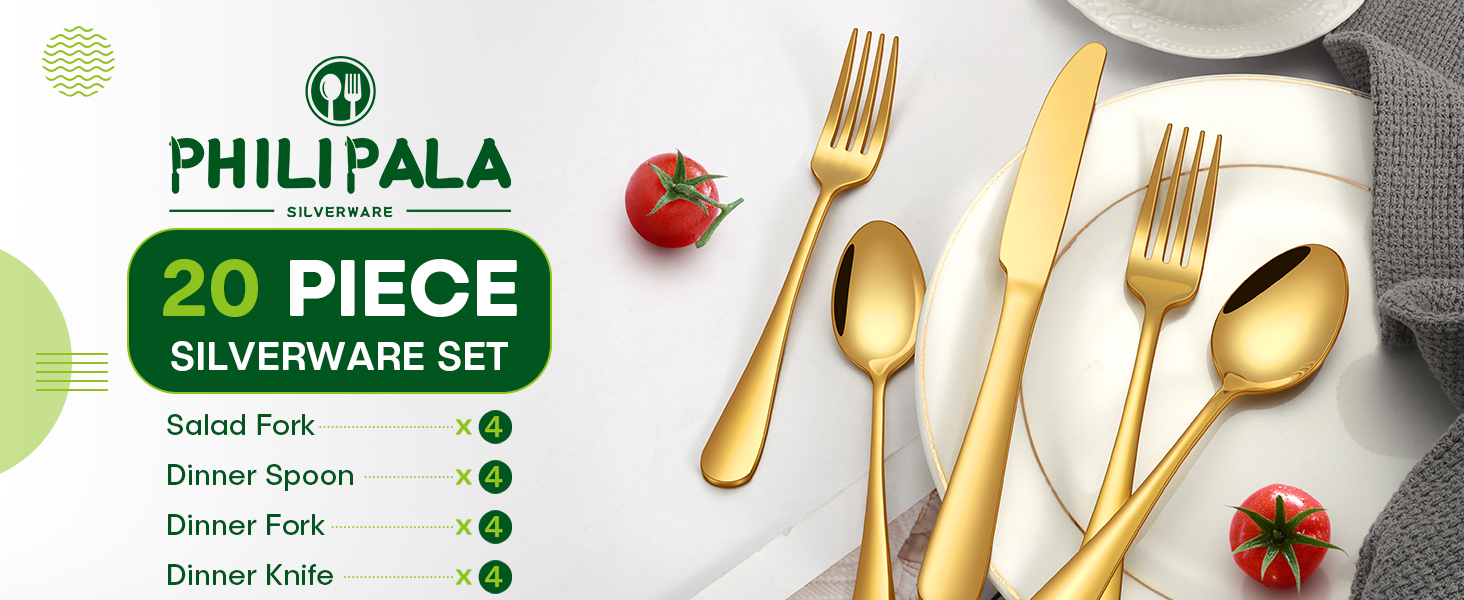 gold silverware set