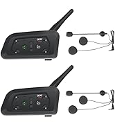 MIMIRACLE V6 Pro Motorcycle Helmet Bluetooth Headset, Up to 6 Riders 2-Way 1200M IP65 Waterproof ...