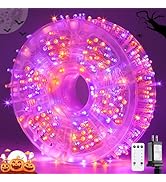 JMEXSUSS 400LED Orange and Purple Halloween String Lights Indoor Outdoor Waterproof, 132ft 8 Mode...