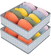 DIMJ 2 Pack Bra Drawer Organizers, 5 Cells Underwear Organizer Drawer Bra Storage with Divider Zi...