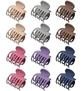 Small Claw Clips for Women 1.6 '' Double Row Teeth Small Hair Clips 12 Pcs Matte Cute Jaw Clips f...