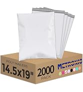 Metronic Poly Mailers 14.5x19 2000 Pack White, Large Shipping Bags Bulk Mailing Envelopes for Sma...