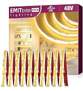 EMITEVER 48V DC COB LED Strip Light Warm White, 3000K 32.8ft High Density Tape Light, Dimmable Ro...