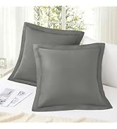 KKJIAF Grey 26x26 Euro Pillow Covers Set of 2, Soft & Cozy Cotton Euro Pillow Shams, Wrinkle Resi...