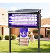 4500V Solar Bug Zapper Outdoor, Mosquito Zapper with Extension Cord, Waterproof Electric Fly Zapp...