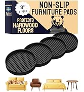CasterMaster Non Slip Furniture Pads 3 Inch - Rubber Chair Leg Floor Protectors for Hardwood - Ro...