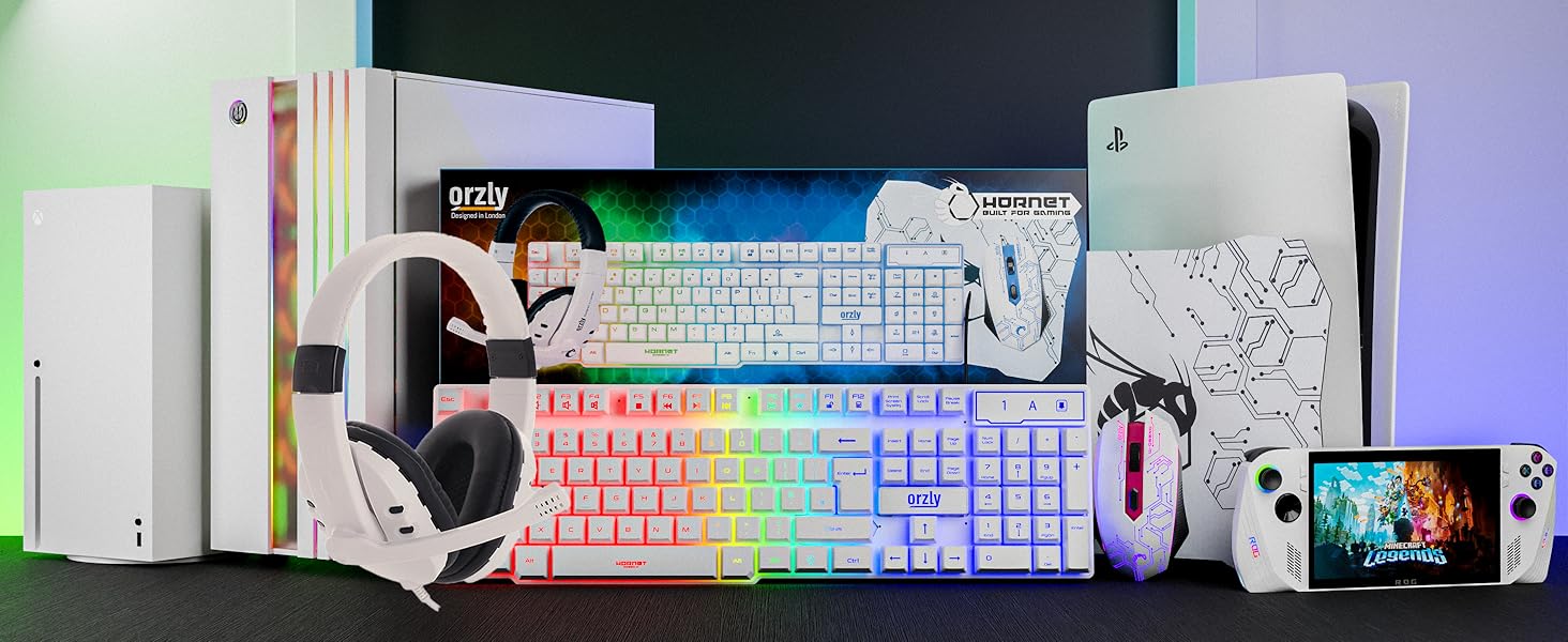 White Gaming keyboard and mouse bundle for PS5 Xbox & PC