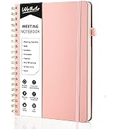 WEMATE Meeting Notebook for Work B5 (7"x10") - PU Leather Work Notebook with Agenda, Action Items...