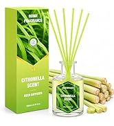 STRN Citronella Reed Diffuser Set, Lemongrass Fragrance Diffuser 200ML with 6 Sticks for Summer I...