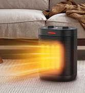 1500W Small Space Heater, Portable Electric Heater with Adjustable Thermostat, Personal Office He...