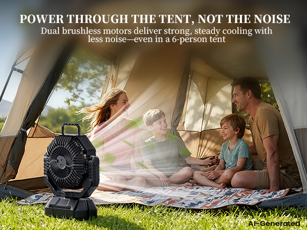 Dual motor camping fans for tents deliver strong, quiet cooling, even in a 6-person tent