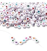 LAIDANLA 1500PCS Acrylic Letter Beads Alphabet Colorful Heart White Round Bead 7×4mm for Jewelry ...