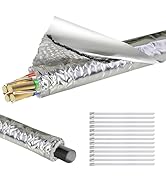 Self-Adhesive Automotive Heat Shield Sleeve, 3/8" x 39" Aluminum Heat Shield Wrap for Wiring, Hos...