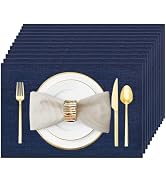 Uolr Placemats Set of 12 Washable& Wipeable Silver Placemats for Dining Table Kitchen Indoor Outd...