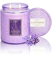 Cirhy Lavender Scented Candle, Natural Soy Wax, 7.4 oz Jar Candle | Purple Candle Gift for Women,...