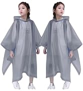 RUISHYY Rain Poncho for Kids (2 Pack), Reusable EVA Children Raincoat Ponchos Rain Jacket with Ho...