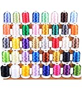 Simthread 60WT Sewing Embroidery Machine Thread Kit - 40 Colors 1100 Yards Spool for Brother Jano...