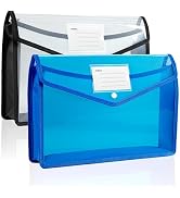 Plastic Expanding File Folder, Folders for Documents, Transparent Envelopes with Elastic Closure,...