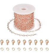 Pandahall 16.4 Feet Brass Heart Link Chains 18K Rose Gold Plated Heart Chains Soldered Jewelry Ch...