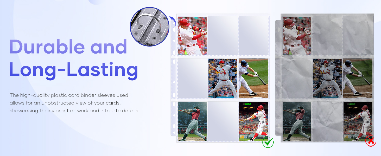 the card sleeves binder sheets to fit in any standard ring binders