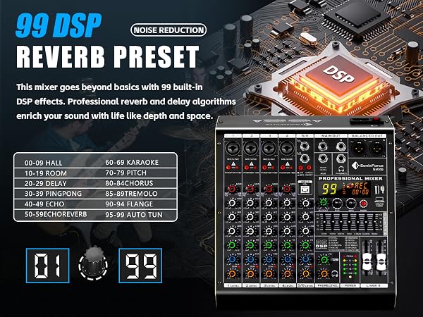 6 channel mixer audio mixer for pc sound board for streaming