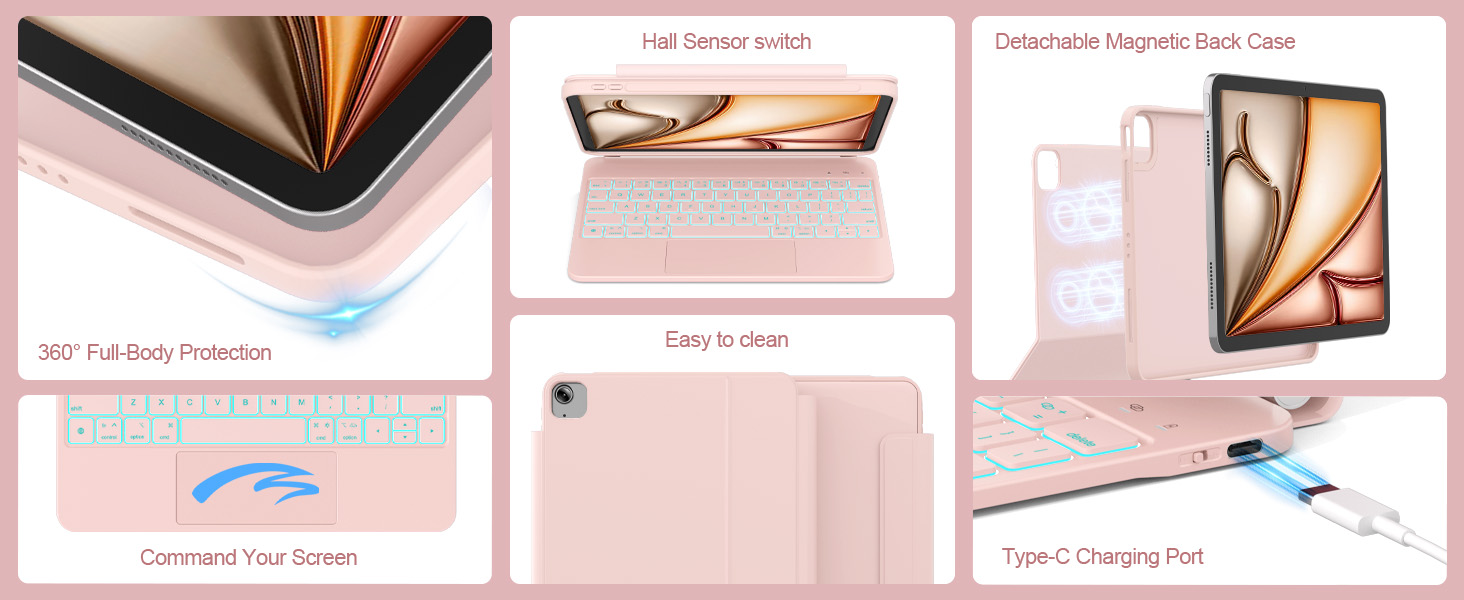 for iPad Air 11-inch Case with Keyboard (M3/M2, 2025/2024)
