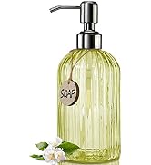 JASAI 18 Oz Vertical Striped Soap Dispenser with 304 Rust Proof Stainless Steel Pump, Refillable ...