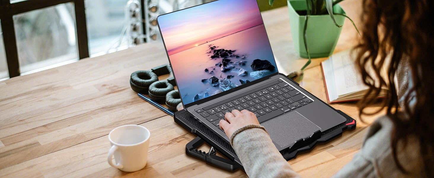 AICHESON Laptop Cooling Pad Purple Lights fan booster deck rack canddy tray cooling stand chill mat