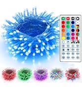 BrizLabs Color Changing Christmas Lights, 100 LED 33ft USB Powered Christmas Tree String Lights w...