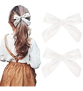 CEELGON 2PCS 5" Big Velvet Bows for Girls White Hair Bows for Toddler Girls Hair Clips Hair Acces...
